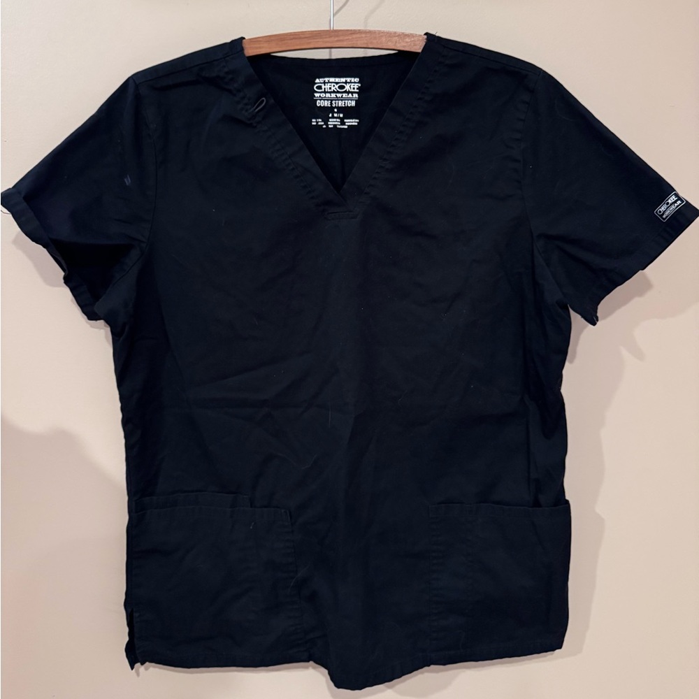 Cherokee WorkWear Black Scrub Top-MED